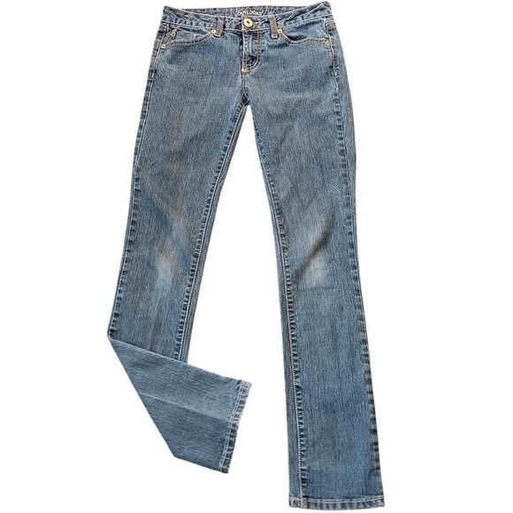 OUTLOOKS Straight Leg Jeans Low Rise Stretch Button Pockets Size 1 27x31 - Picture 1 of 11